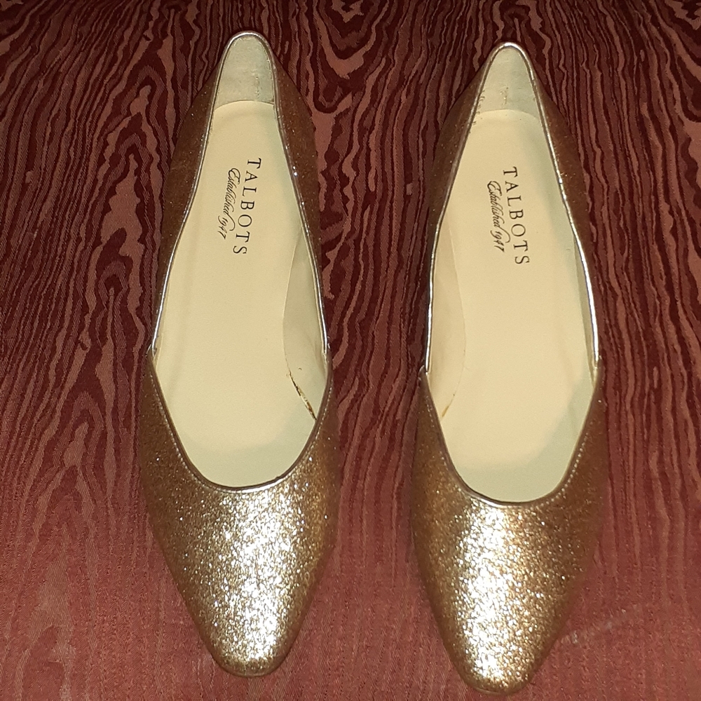 TALBOTS Rose Gold Glittered Flats WOMEN'S SIZE 7.5